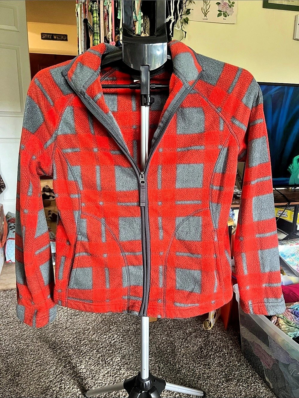 Merona Plaid Jacket in Red & Gray Size XS